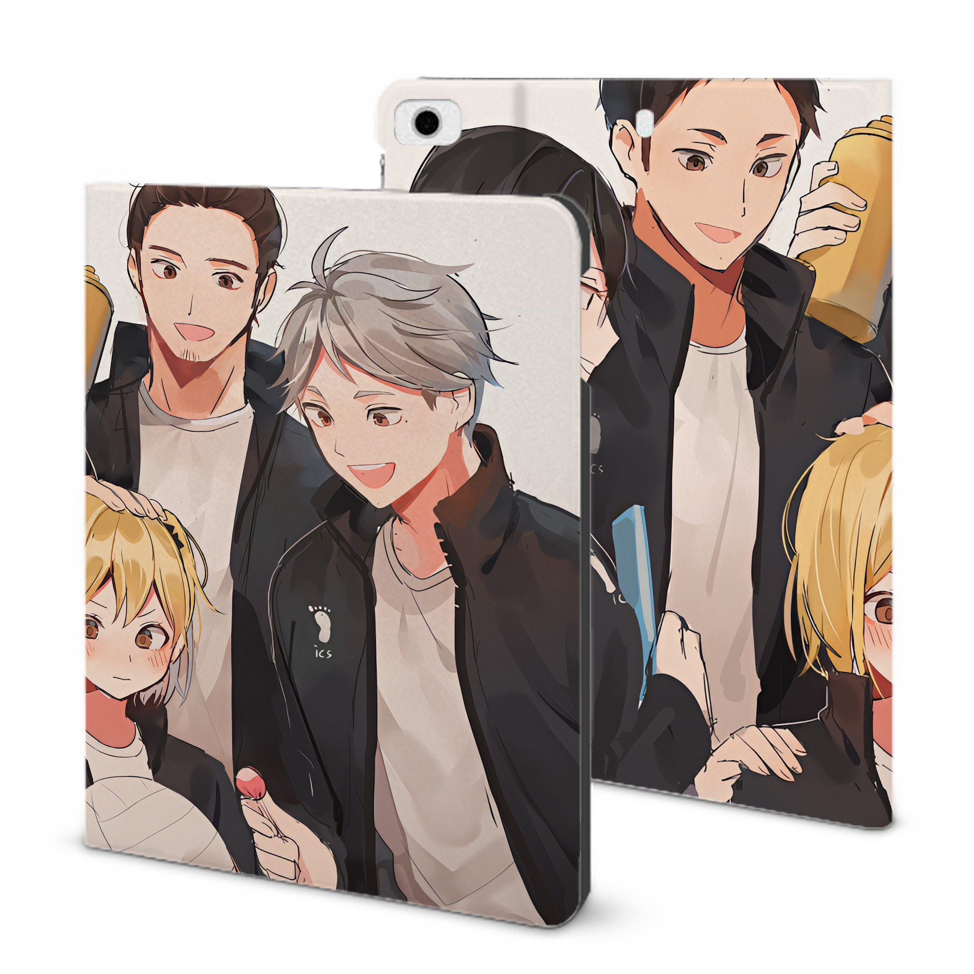 （画像用） ハイキュー!! Haikyu!! IPad ケース ブック型 PUレザー TPU 耐衝撃 軽量 薄型 ペン収納なし 全面保護 IPad 各モデル対応